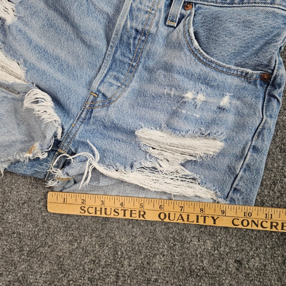 Levis 501 Jean Shorts Denim Womens 27 Light Wash Distressed Cut Off Beach Summer - Picture 10 of 11